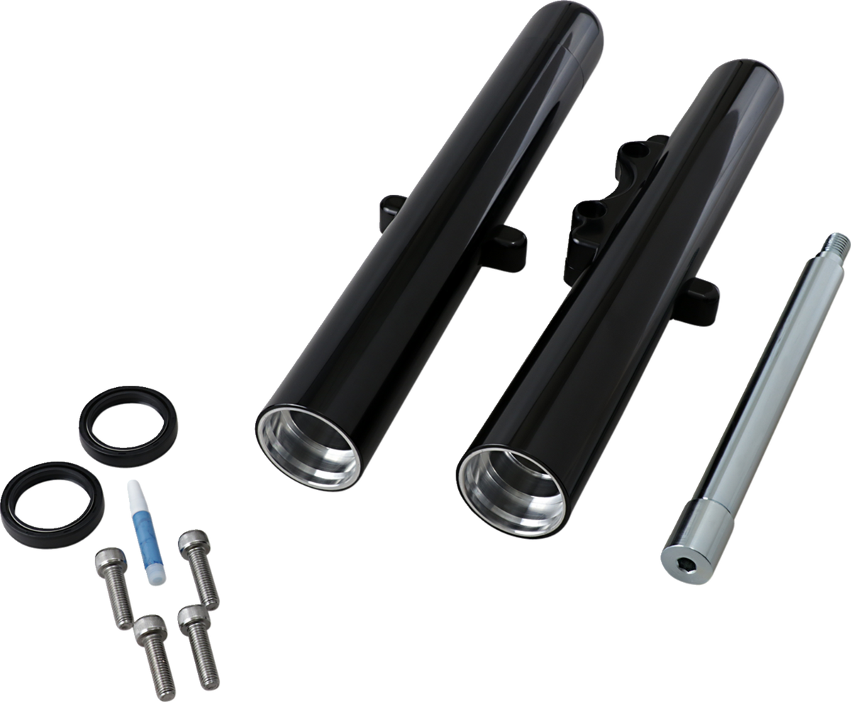 Arlen NESS Fork Legs - Black Anodized - Hot Legs - Custom Single Disc - Smooth - '08-'13