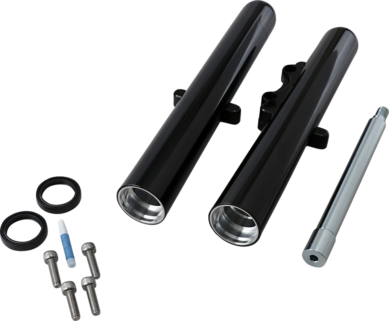 Arlen NESS Fork Legs - Black Anodized - Hot Legs - Custom Single Disc - Smooth - '08-'13