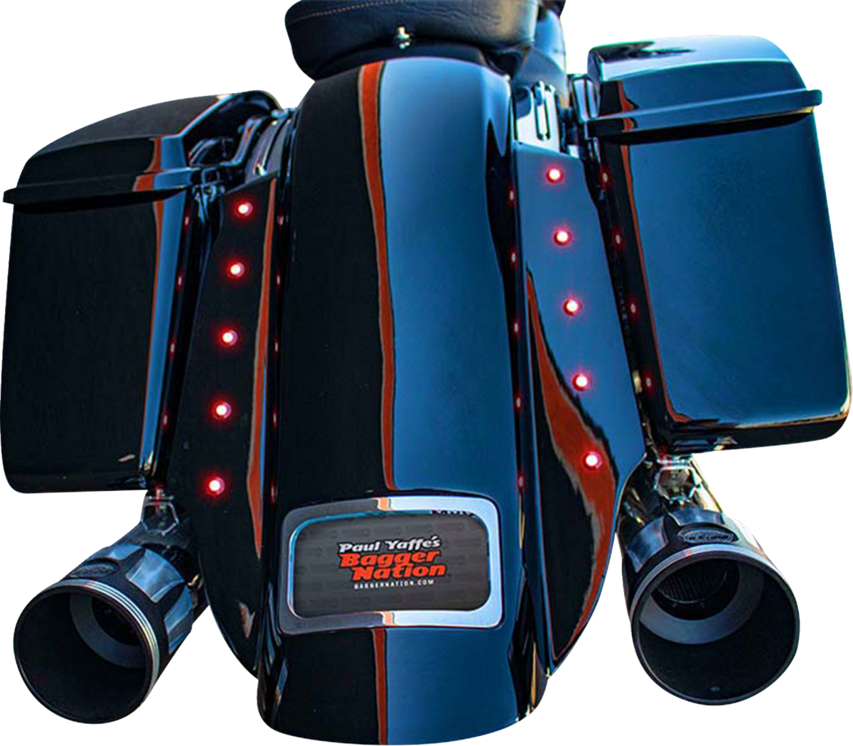 Paul Yaffe Bagger Nation Swoop Rear Fender - With Side Covers - Chrome Plate Frame - Lightning Bolts