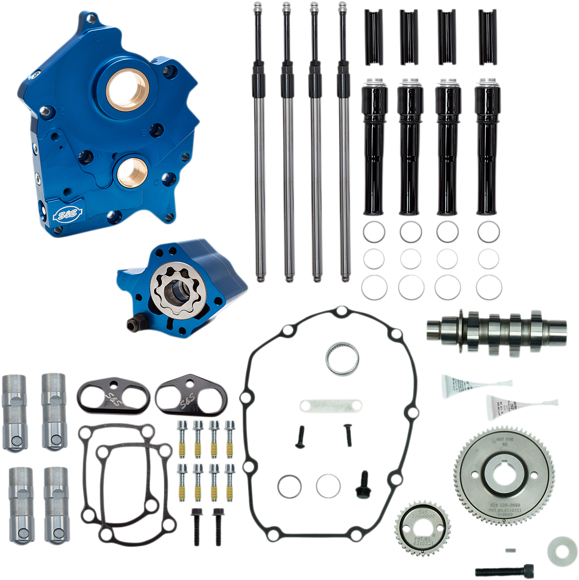 S&S Cycle Cam Chest Kit - Water Cooled - Gear Drive - 475 Cam - Black Pushrod Tubes - M8