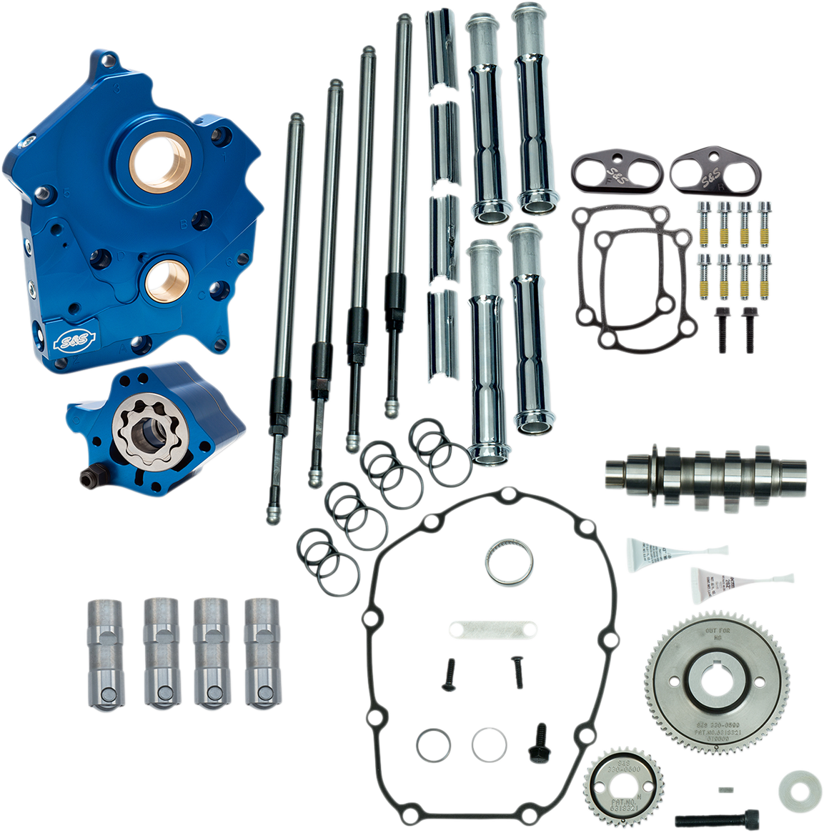 S&S Cycle Cam Chest Kit - Oil Cooled - Gear Drive - 475 Cam - Chrome Pushrod Tubes - M8