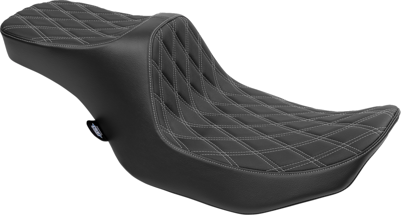 Drag Specialties Seats Predator III 2-Up Seat - Vinyl - Double Diamond - Silver Stitching - FLT/FLH '23-'24