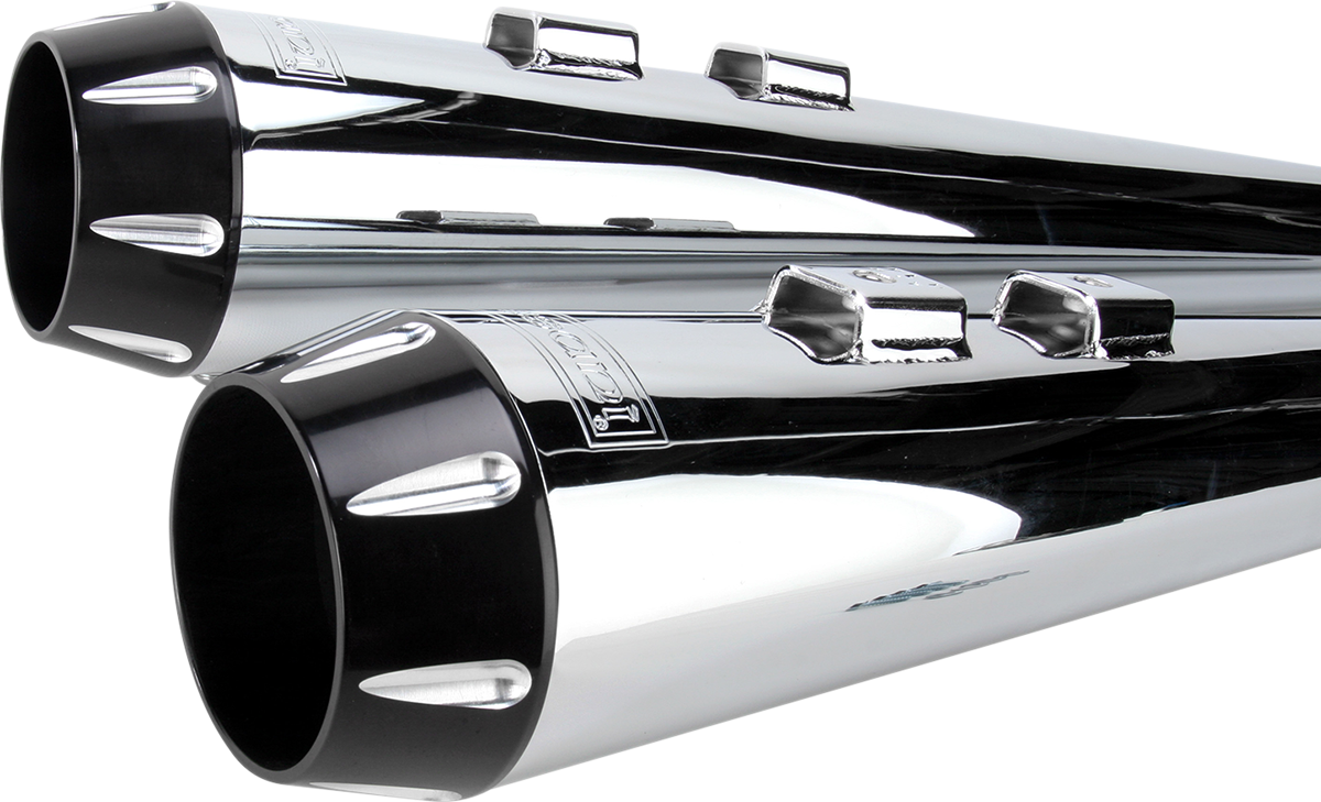 Bassani Xhaust Megaphone Slip-On Mufflers - Chrome/Polished - Tapered - Standard Baffle