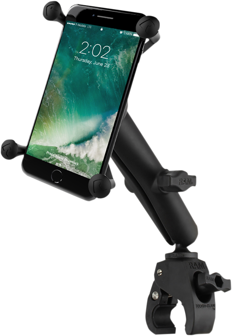 RAM Mounts Small Tough-Claw™ Base With Long Double-Socket Arm And Universal Ram® X-Grip® Cradle
