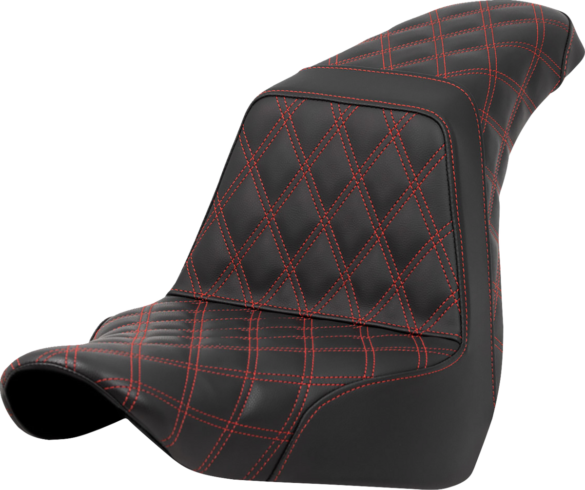 Saddlemen Step-Up Seat - Full Lattice Stitch - Red Stitch - FXLR/FLSB '18-'21