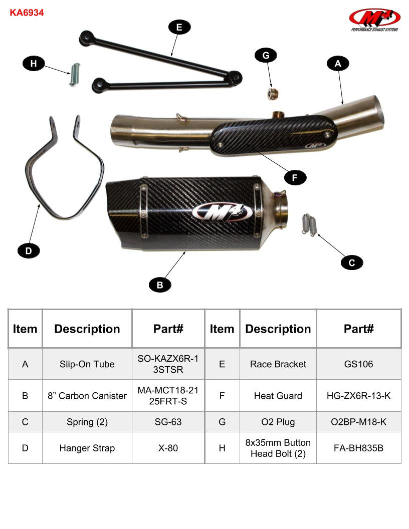 M4 Exhaust KA6934 Component Key