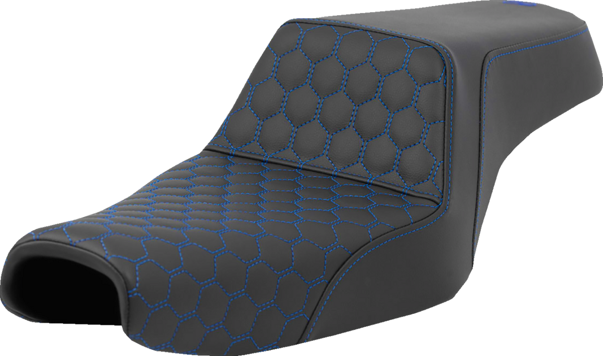 Saddlemen Step-Up Seat - Honeycomb - Blue Stitching - 3.3 Gal Tank - Sportster '04-'22