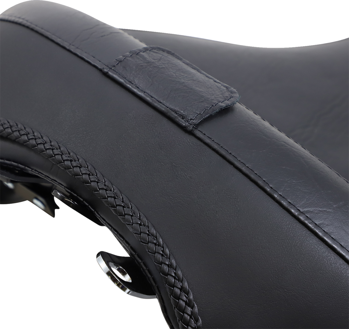 Mustang Wide Solo Seat - With Backrest - Vintage - Black - Smooth - FLSTN '05-'17