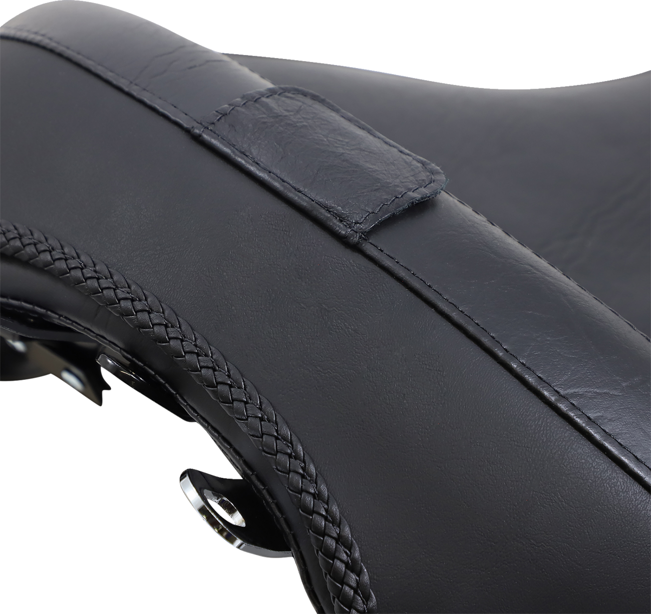 Mustang Wide Solo Seat - With Backrest - Vintage - Black - Smooth - FLSTN '05-'17