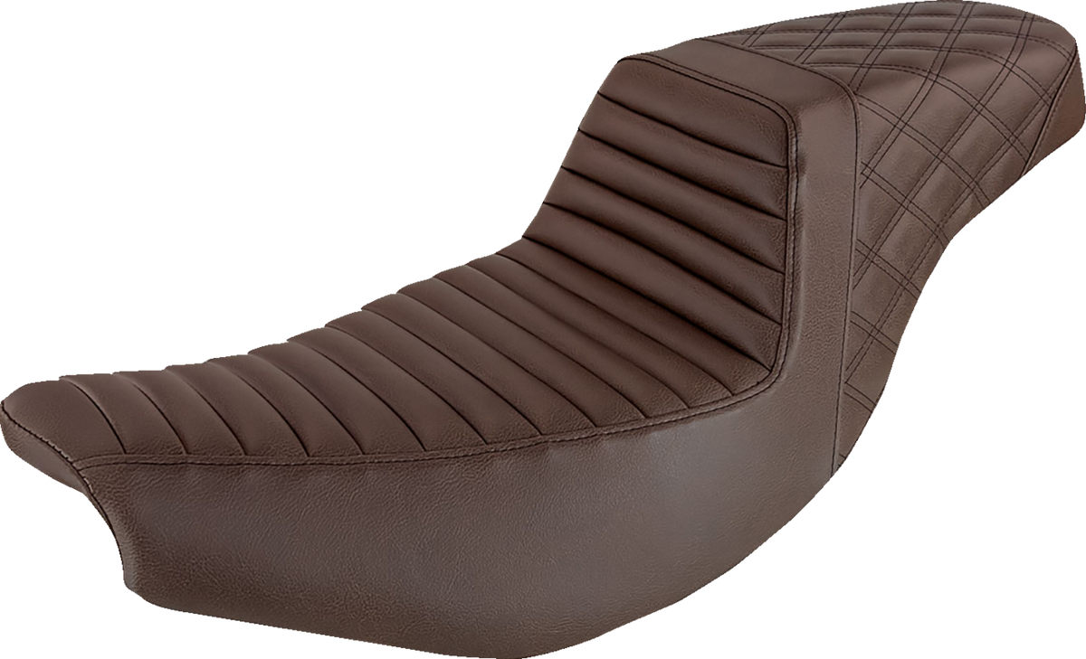 Saddlemen Step-Up Seat - Front Tuck-N'-Roll/Rear Lattice Stitch - Brown - Indian