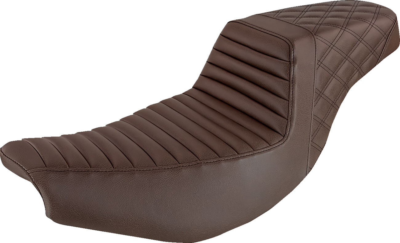 Saddlemen Step-Up Seat - Front Tuck-N'-Roll/Rear Lattice Stitch - Brown - Indian