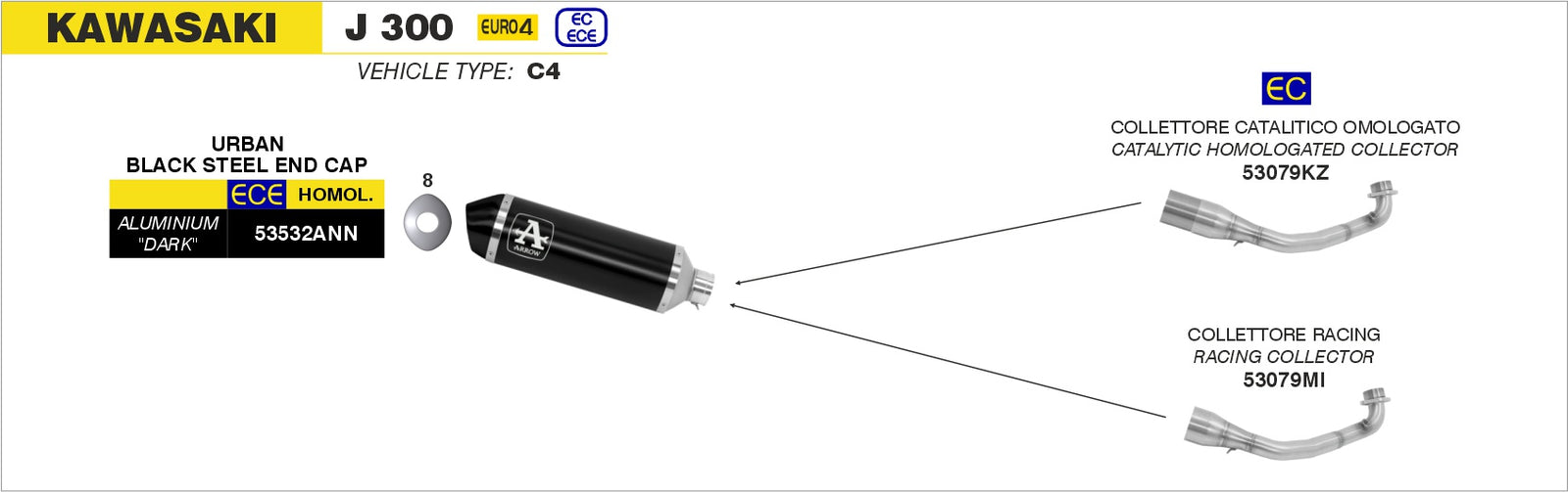 53079KZ Catalytic Homologated Header For Urban Exhaust