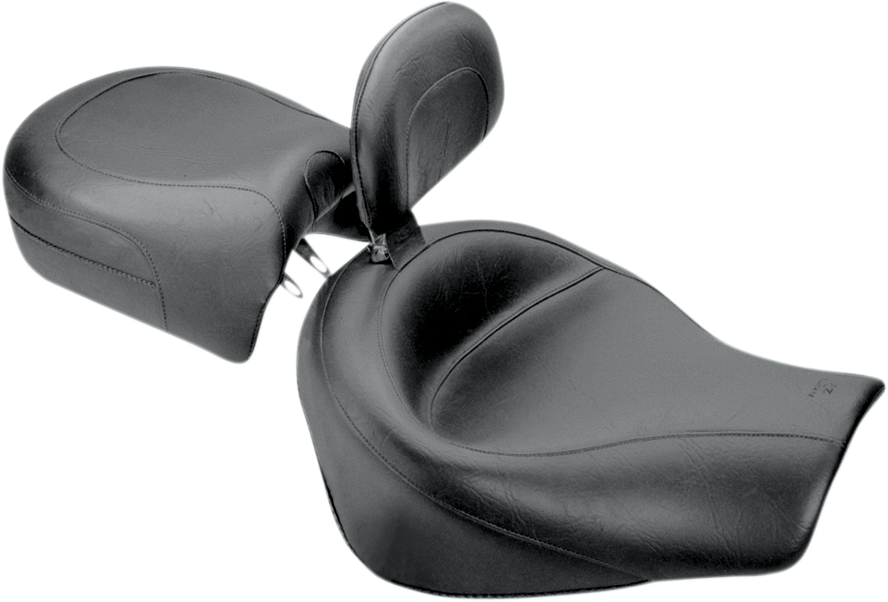 Mustang Seat - Vintage - Wide - Touring - With Driver Backrest - Two-Piece - Smooth - Black - Valkyrie
