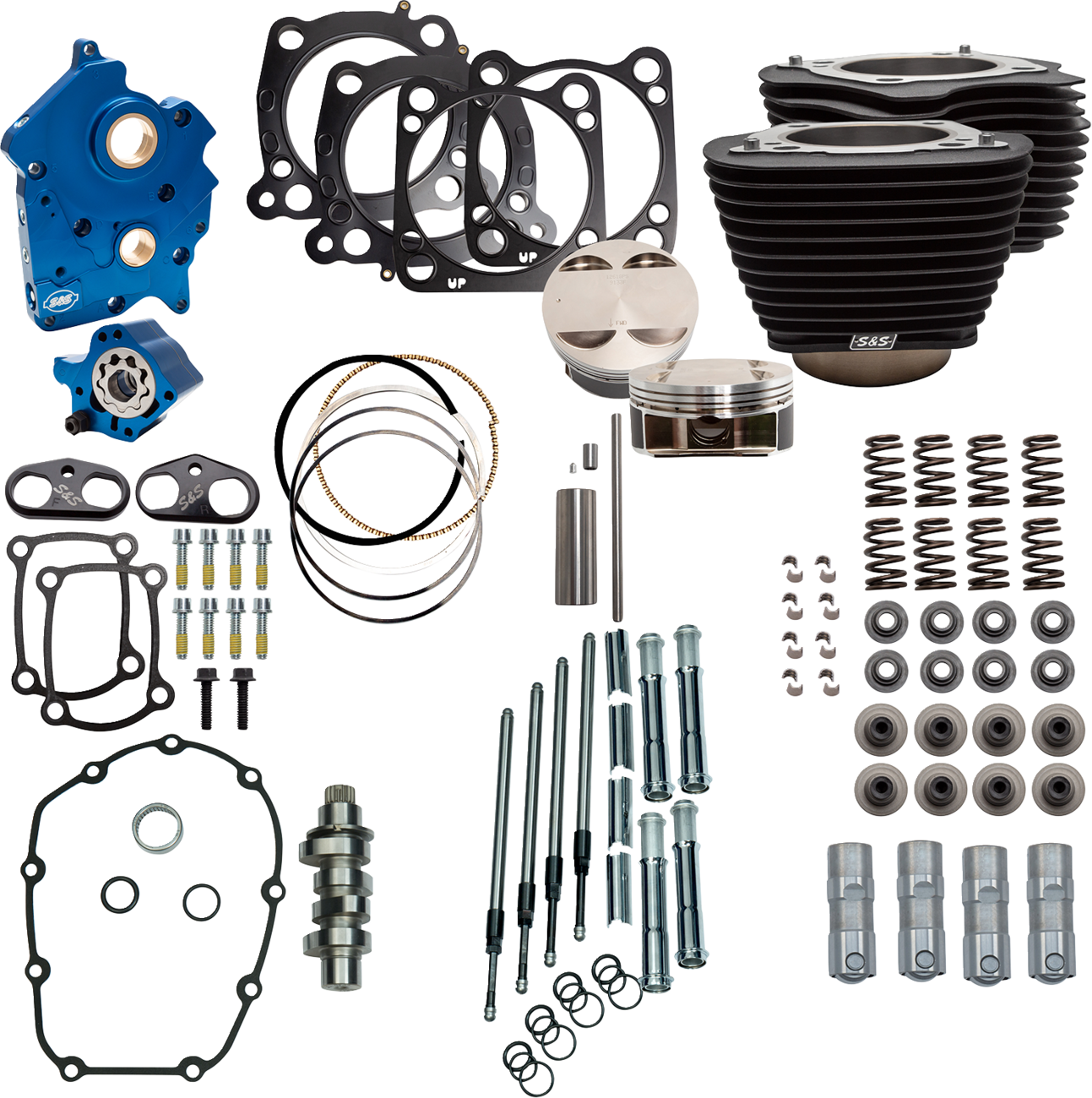 S&S Cycle Power Pack - Oil Cooled - 550C - Wrinkle Black W/O Highlight - Chrome Pushrod Tubes - M8