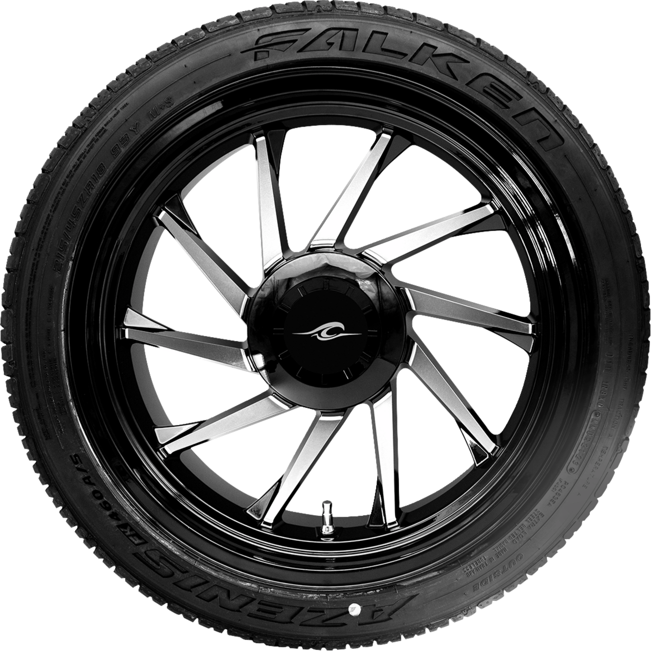 Coastal Moto Hurricane 3D Rear Left Wheel - Black Cut (18") | Falken Tire (215/45zr18)