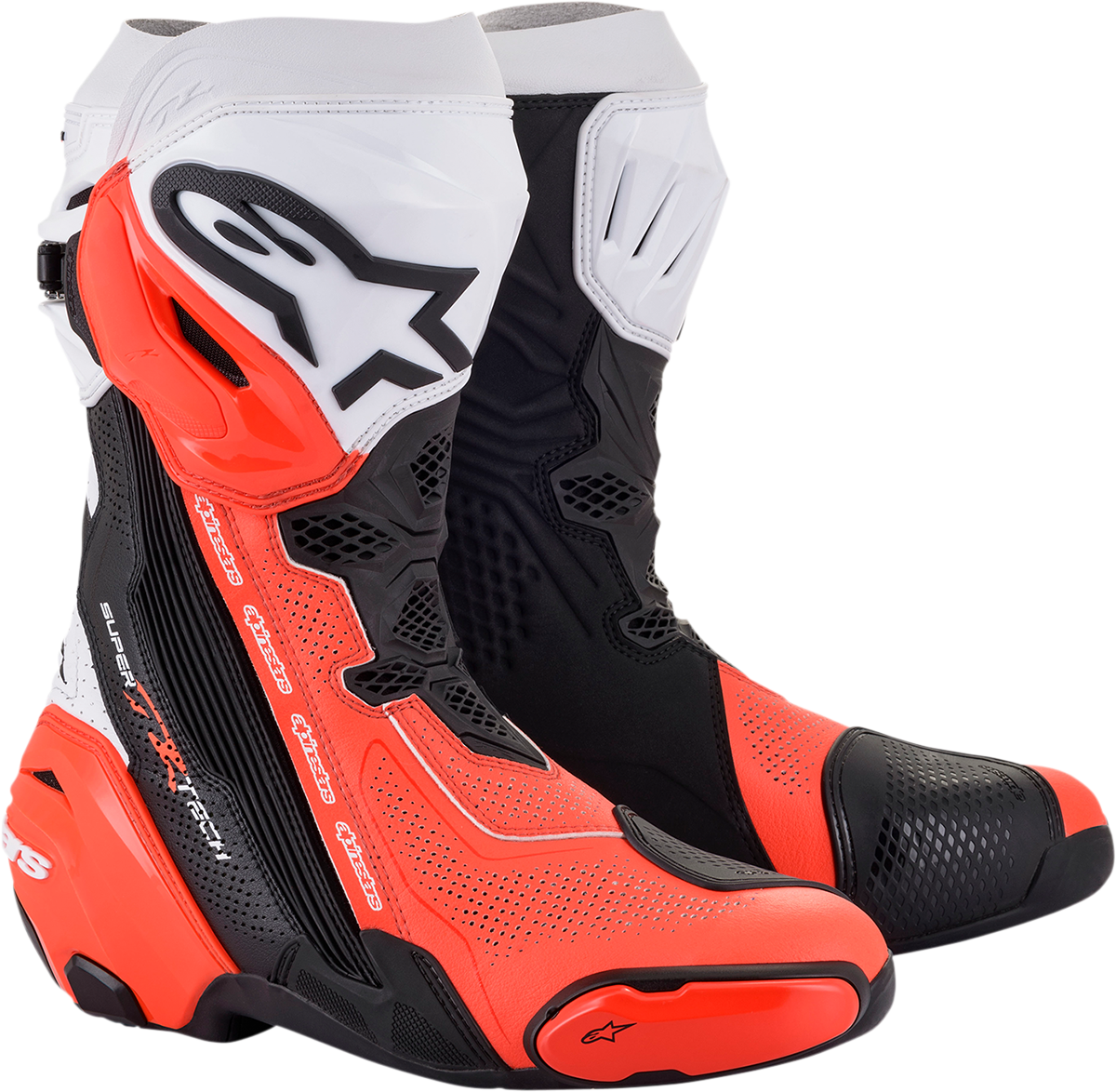 Alpinestars Supertech R Vented Boots - Black/Fluorescent Red/White - US 10.5 / EU 45