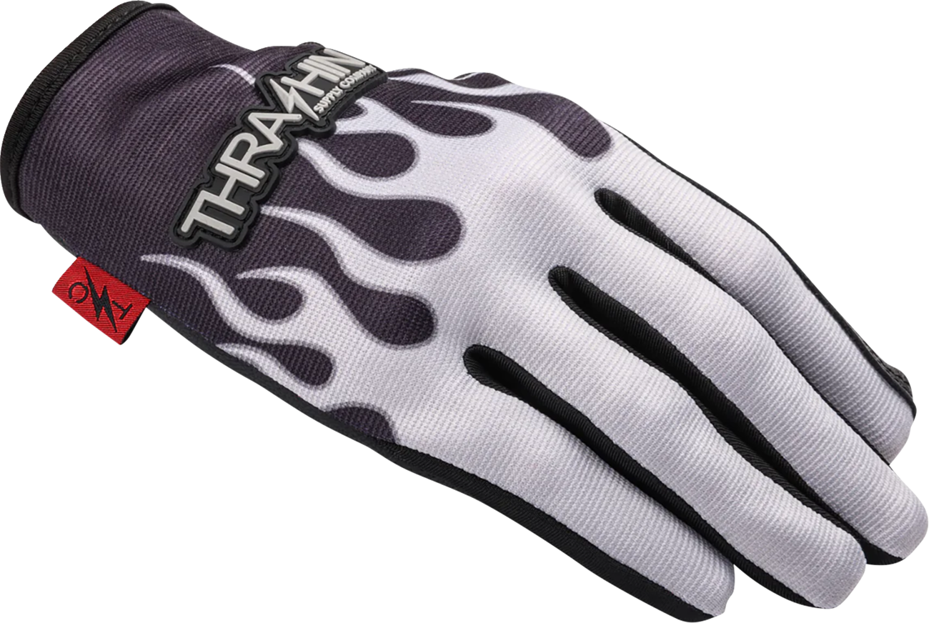 Thrashin Supply CO. Stealth Leather Palm Flame Gloves