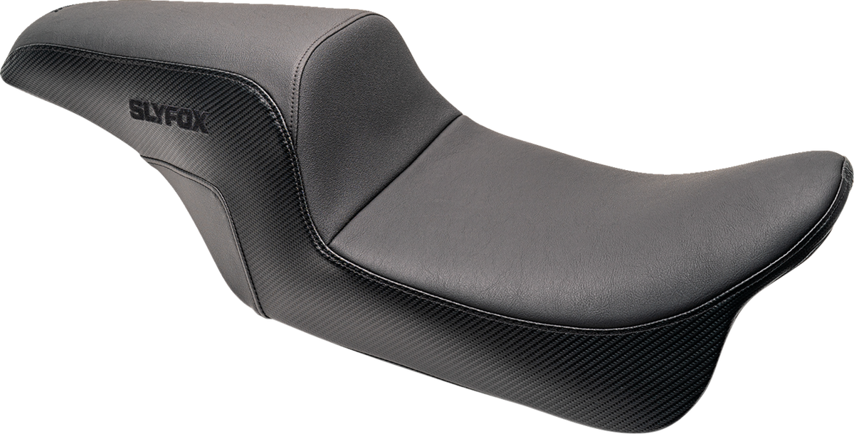 Slyfox Drifter Seat - Black Logo - Smooth Vinyl - Carbon Fiber - Dyna '06-'17