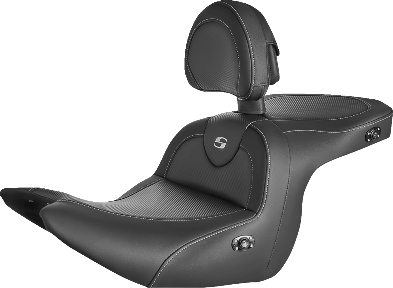 Saddlemen Roadsofa™ Carbon Fiber Heated Seat - Black - With Backrest - GL1800 '18-'24