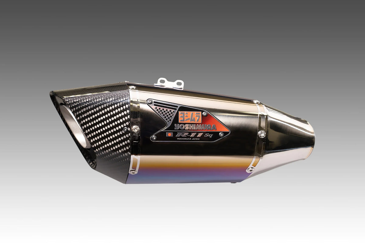 Yoshimura GSX-R1000 2017-25 R-11Sq Stainless Slip-On Exhaust, W/ Titanium Blue Sleeve