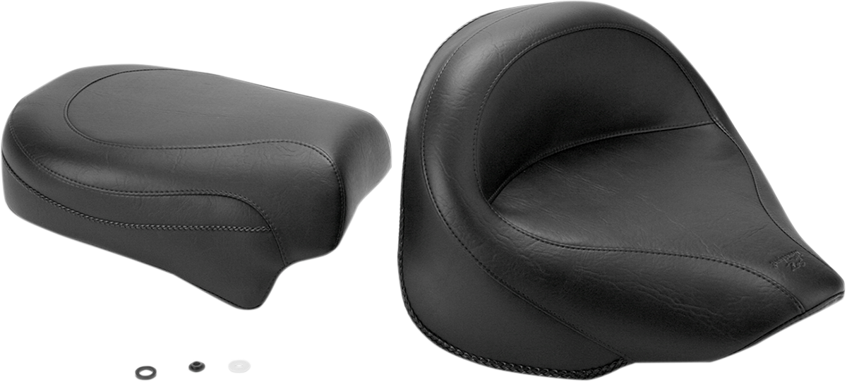Mustang Seat - Vintage - Wide - Touring - Without Driver Backrest - Two-Piece - Smooth - Black - XVS
