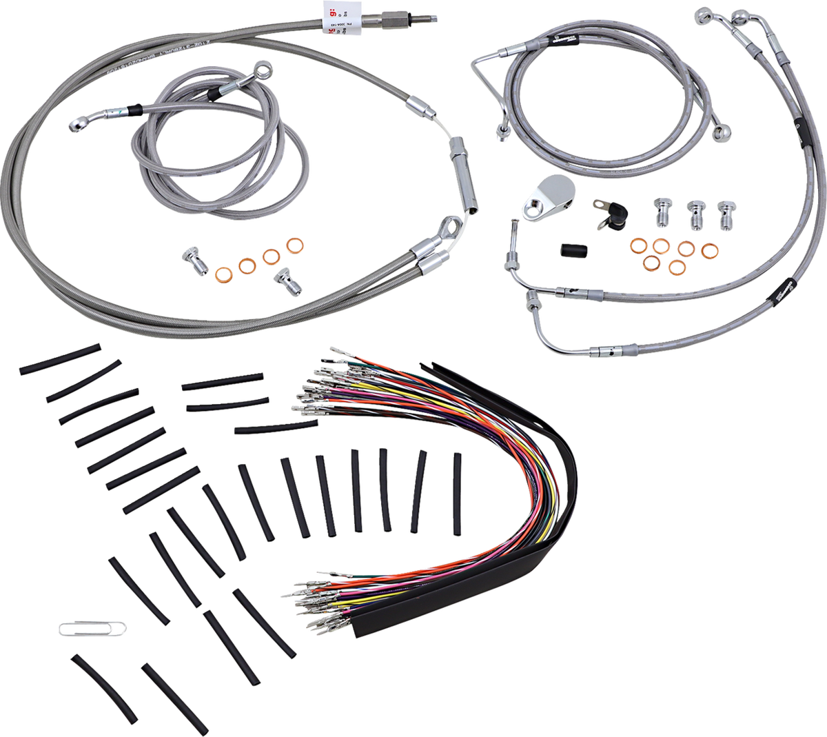 Burly Brand Complete Stainless Braided Handlebar Cable/Brake Line Kit - 13" Ape Hangers - '08-'13 FLH
