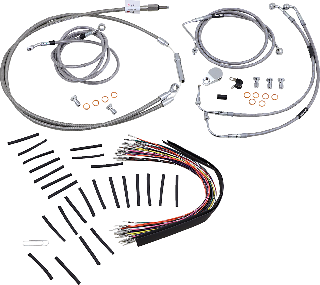 Burly Brand Complete Stainless Braided Handlebar Cable/Brake Line Kit - 13" Ape Hangers - '08-'13 FLH