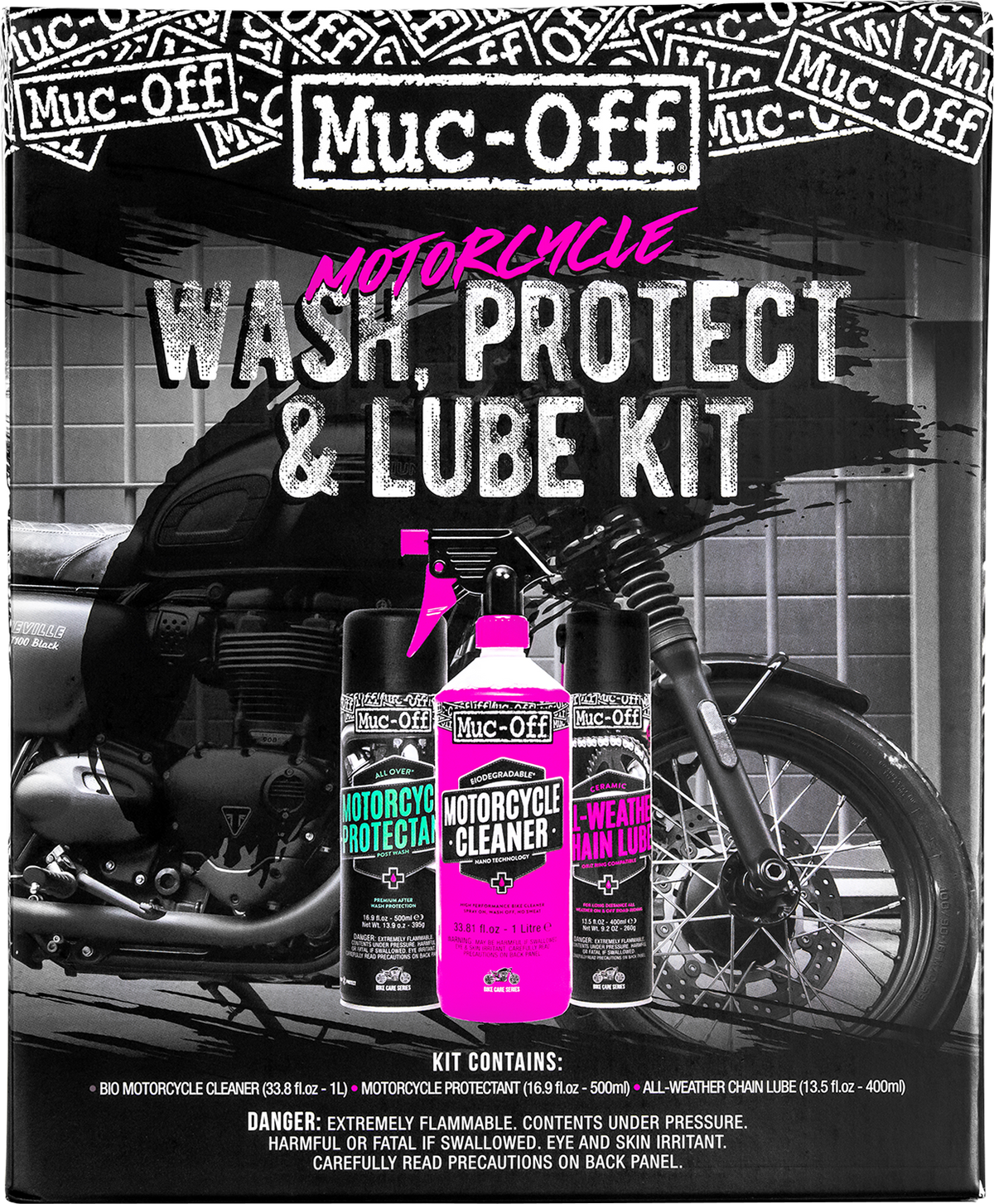 Muc-Off USA Motorcycle Wash, Protect & Lube Kit