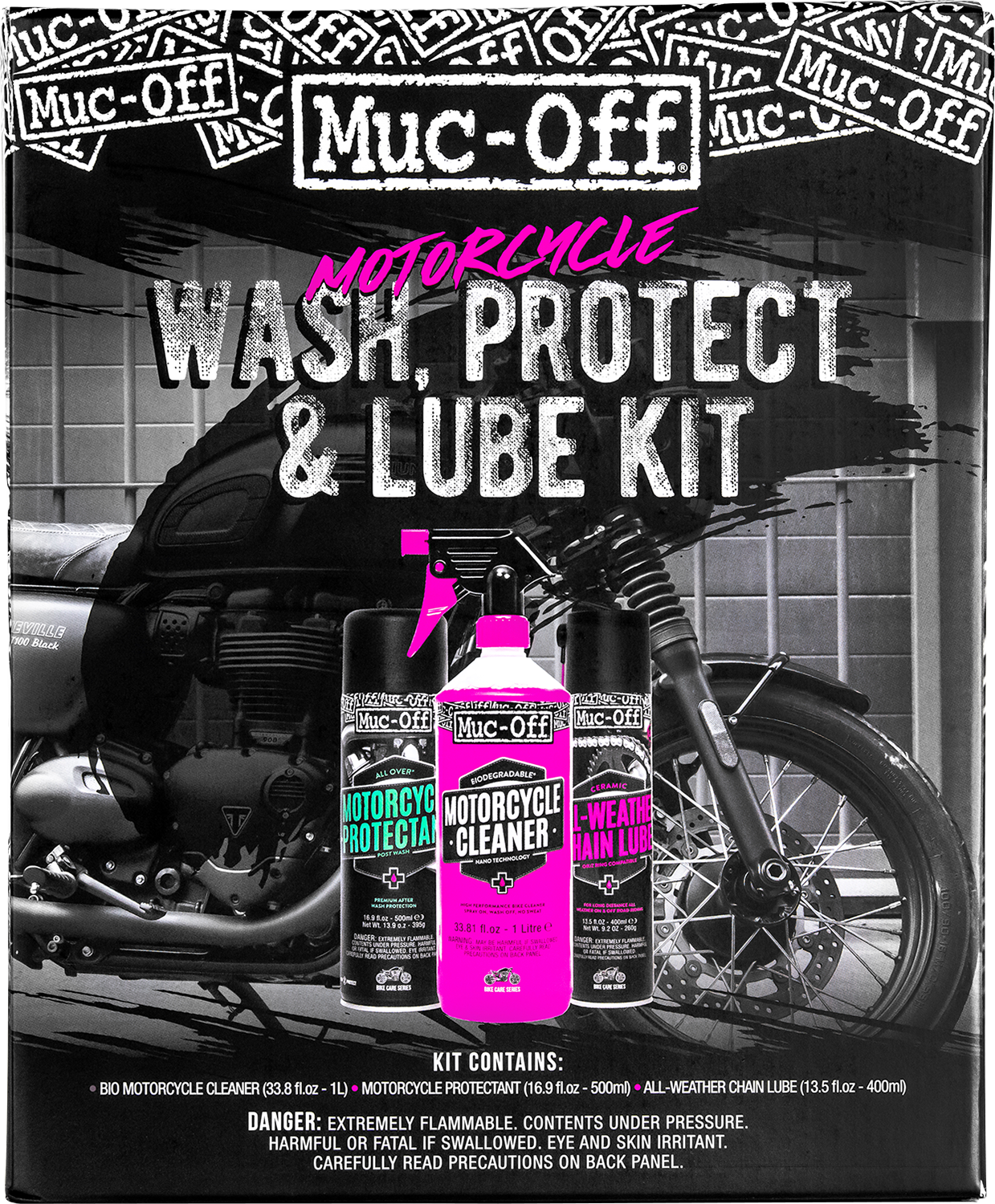 Muc-Off USA Motorcycle Wash, Protect & Lube Kit