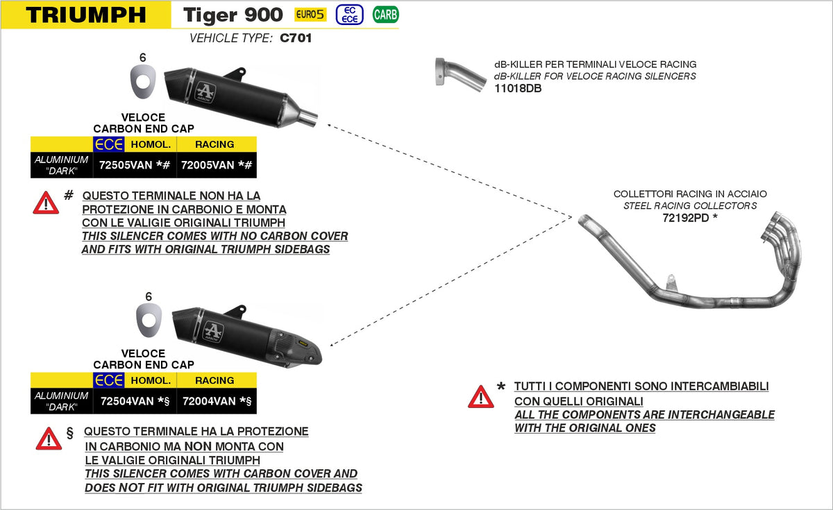Arrow 72192PD Racing Headers Interchangeable With Original Ones