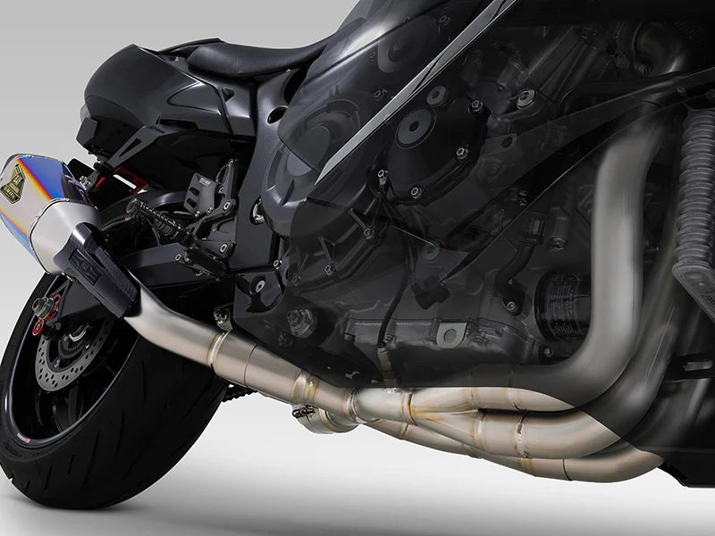 Yoshimura HAYABUSA 2021-23 JMCA RACE R-11Sq R TITANIUM FULL SYSTEM WITH TITANIUM BLUE SLEEVE