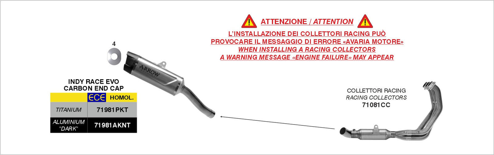 71081AKN Full System Racing With Indy Race Evo Aluminium Dark Slip Ons