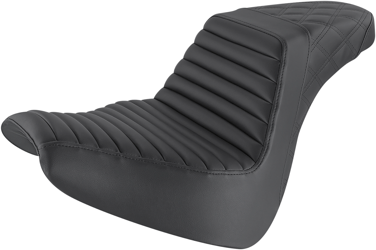 Saddlemen Step-Up Seat - Front Tuck-N-Roll/Rear Lattice Stitch - Black - FXBR/S '18-'20