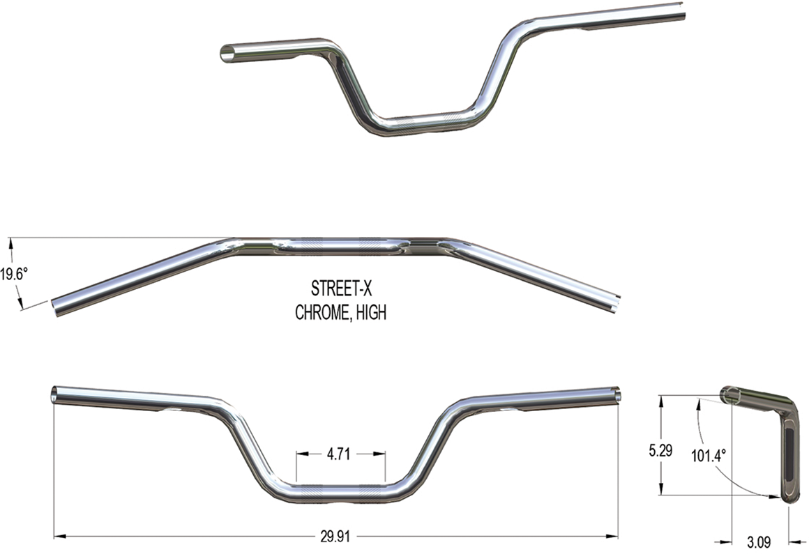 Khrome Werks Street-X Handlebars - High Bend - Chrome