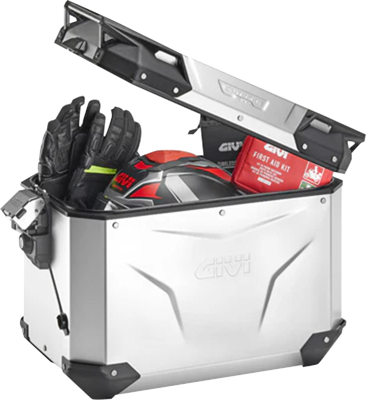 GIVI Outback Evo Side Case - Right - 48 Liter - Silver Anodized
