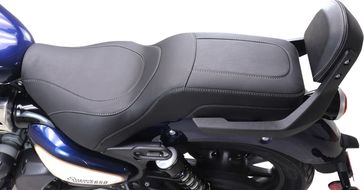 Mustang Squareback 2-Up Seat - Black W/ Steel Stitch - Royal Enfield '24-'25