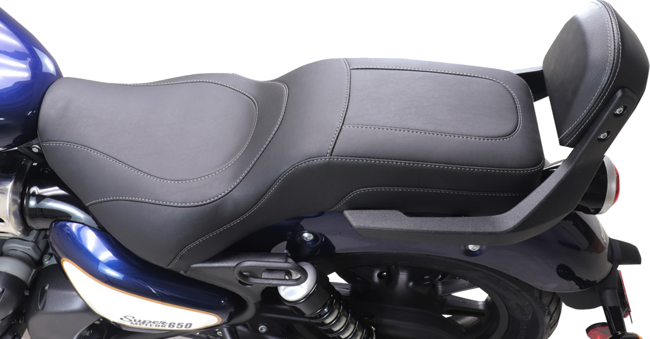Mustang Squareback 2-Up Seat - Black W/ Steel Stitch - Royal Enfield '24-'25