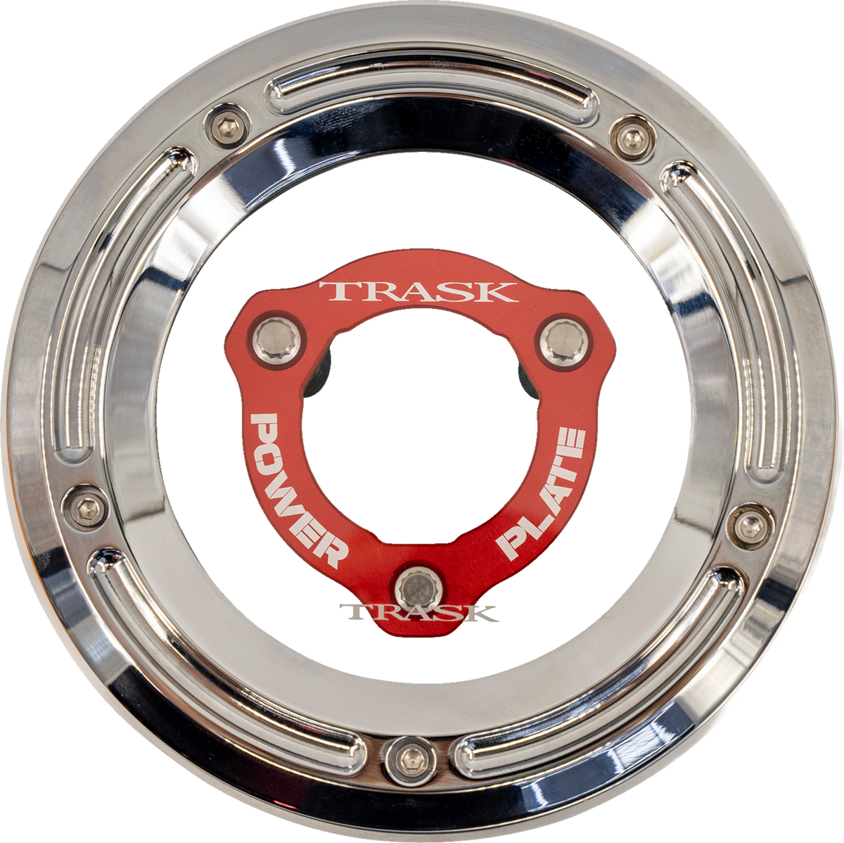 Trask Derby Cover With Power Plate - Chrome/Red - Kit - '17-'25 Harley-Davidson