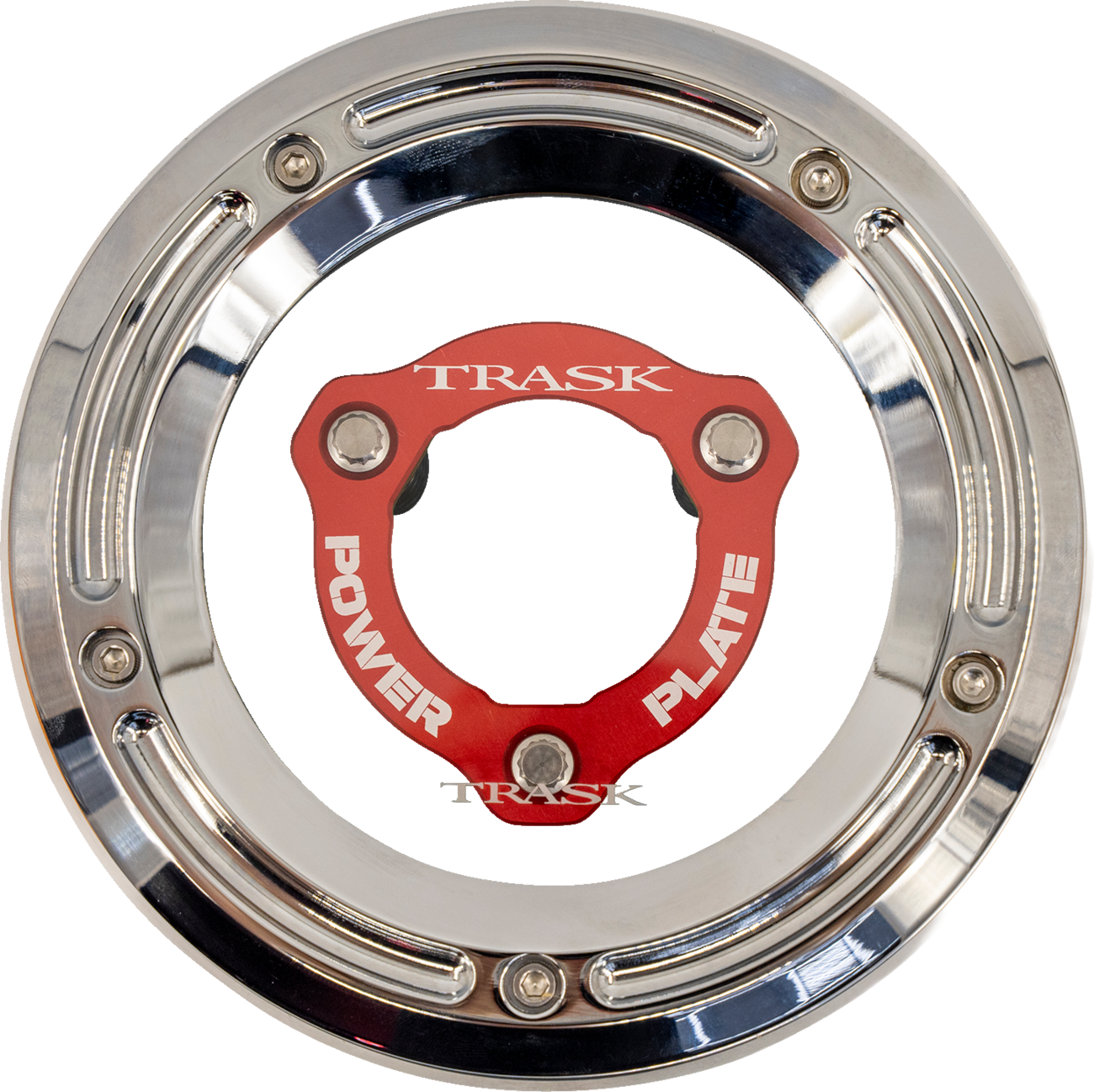 Trask Derby Cover With Power Plate - Chrome/Red - Kit - '17-'25 Harley-Davidson