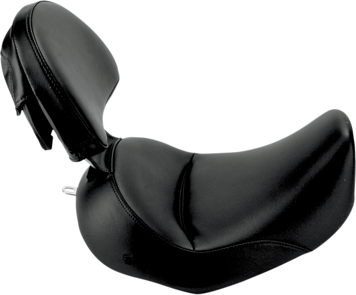 Saddlemen Heels Down Solo Seat - With Backrest - Plain - Black - FLSTC
