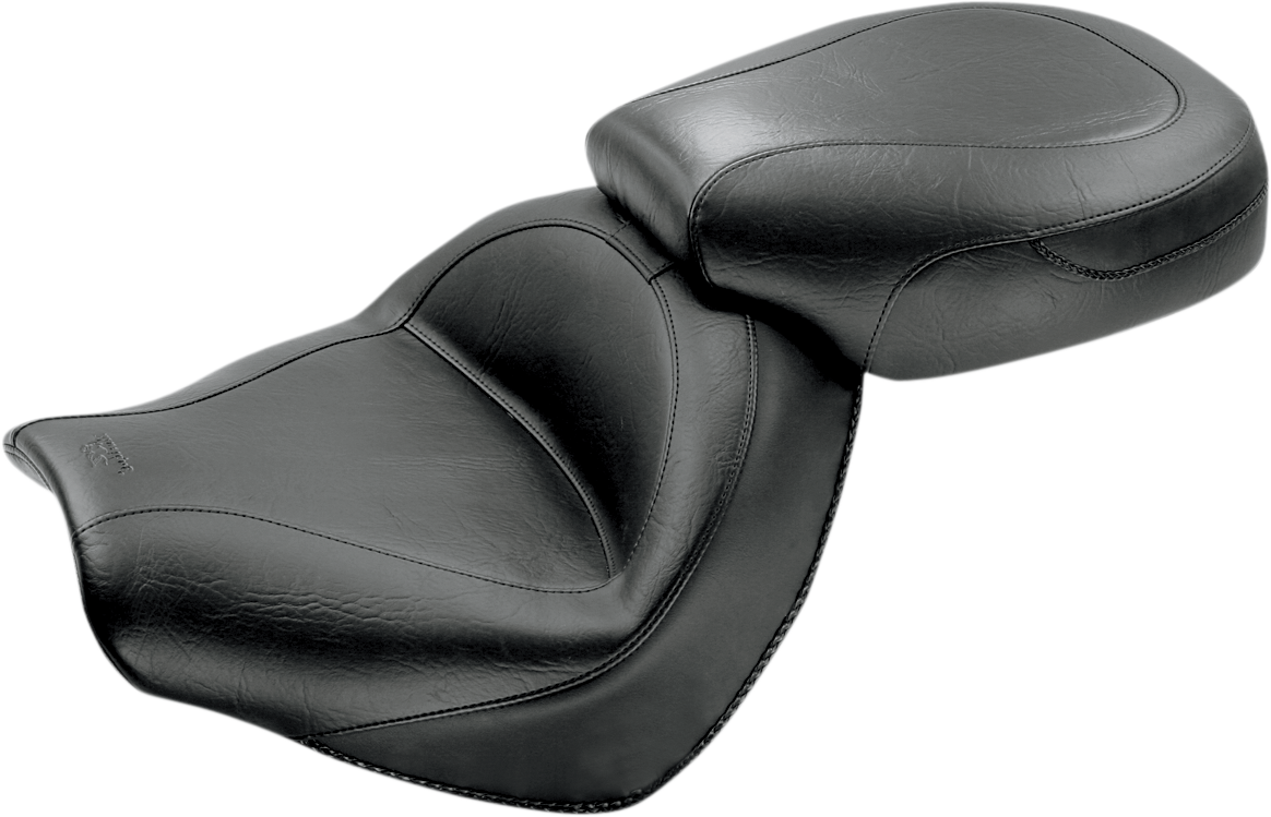 Mustang Seat - Vintage - Wide - Touring - Without Driver Backrest - Two-Piece - Smooth - Black