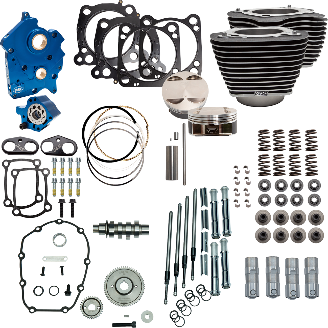 S&S Cycle Power Pack - Oil Cooled - 550G - Wrinkle Black W/Highlight - Chrome Pushrod Tubes - M8