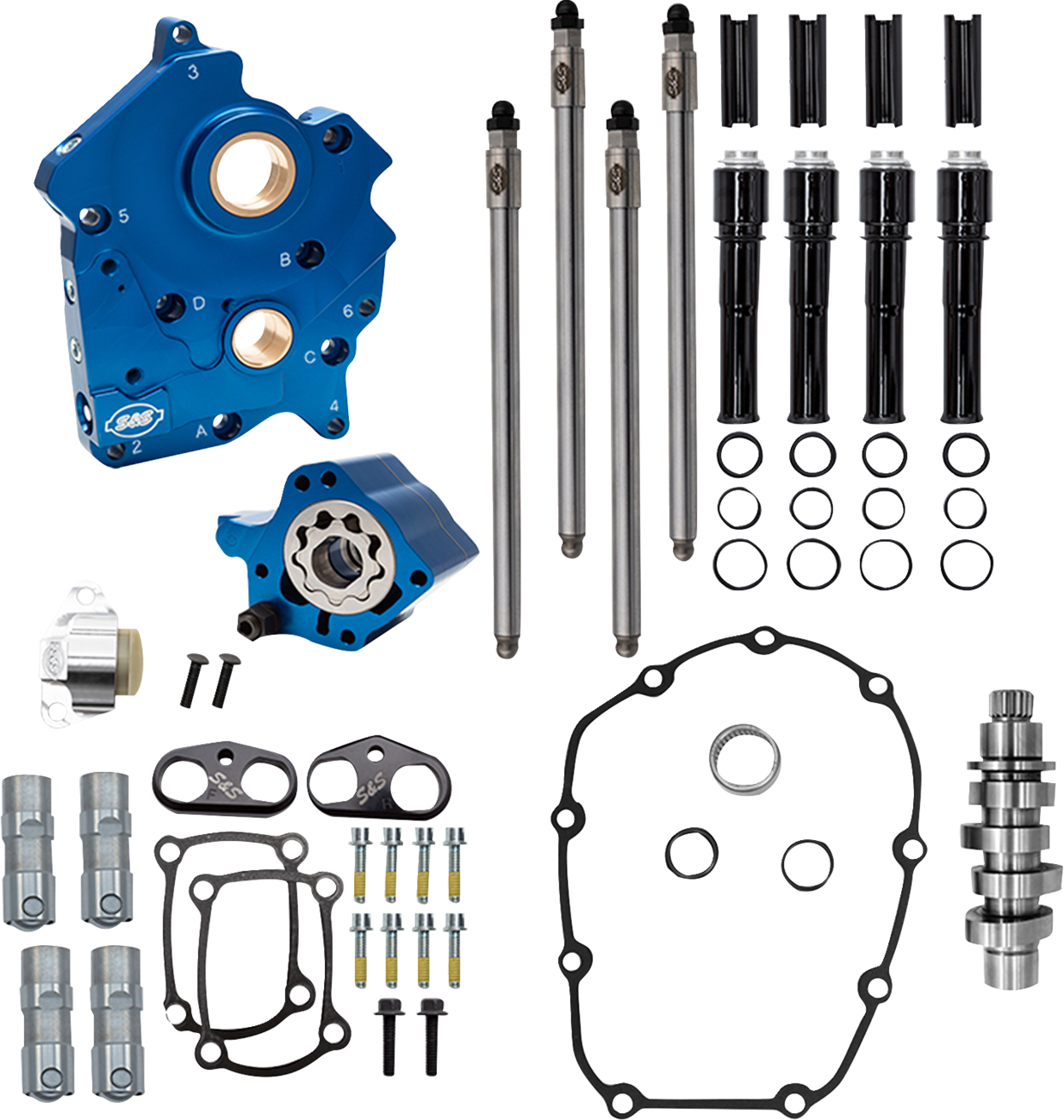 S&S Cycle Cam Chest Kit - Water Cooled - Chain Drive - 496 Cam - Black Pushrod Tubes - M8