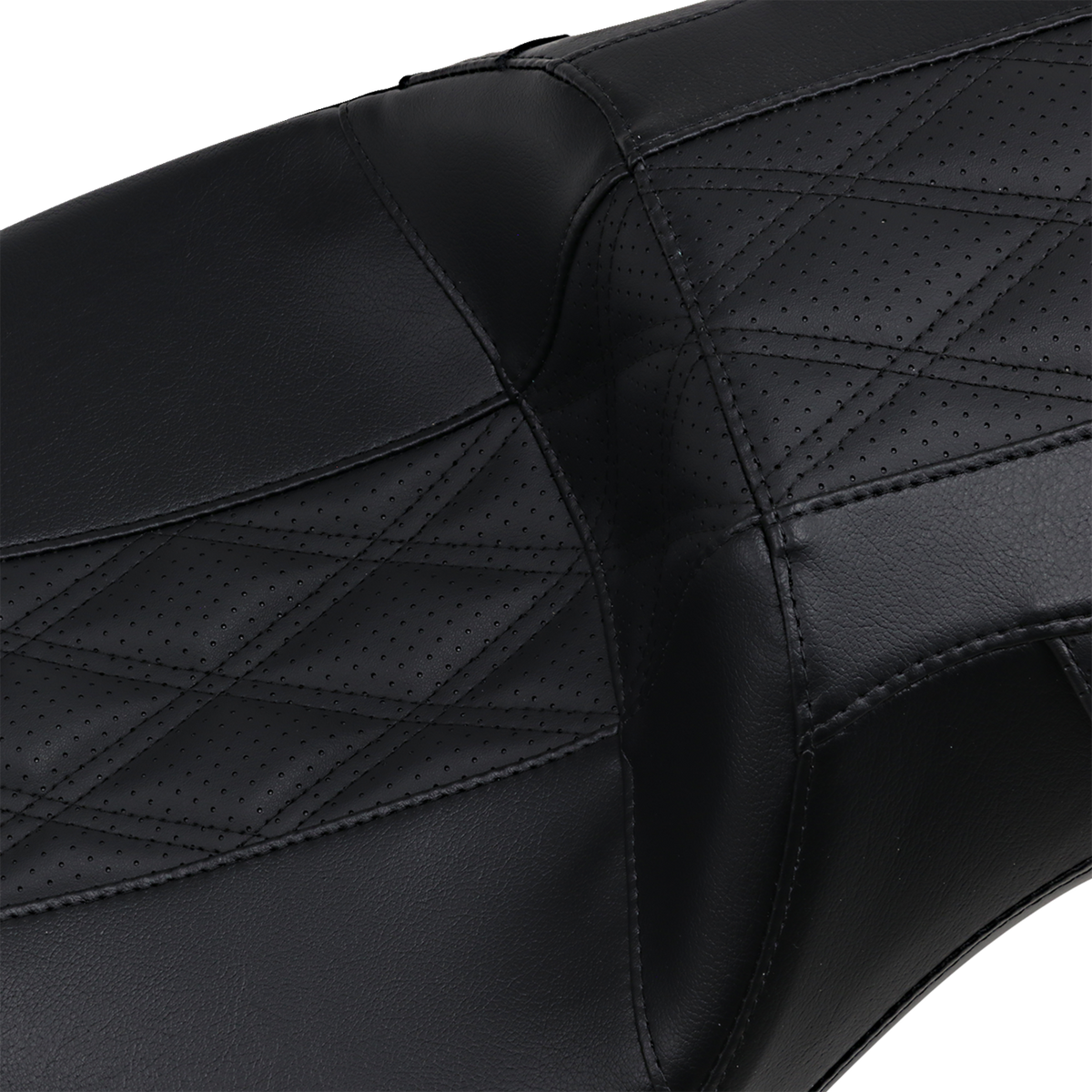 Le Pera Outcast Daddy Long Legs Seat - 2-Up - W/O Backrest - Black W/Black Double Diamond Inlay - FL '08-'22