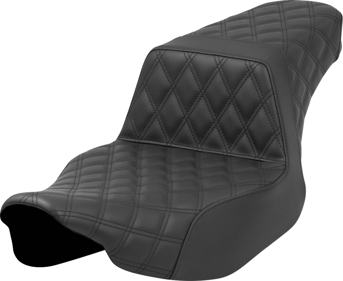 Saddlemen Step-Up Seat - Full Latice Stitch - Black - Extended Reach - FL '23-'24