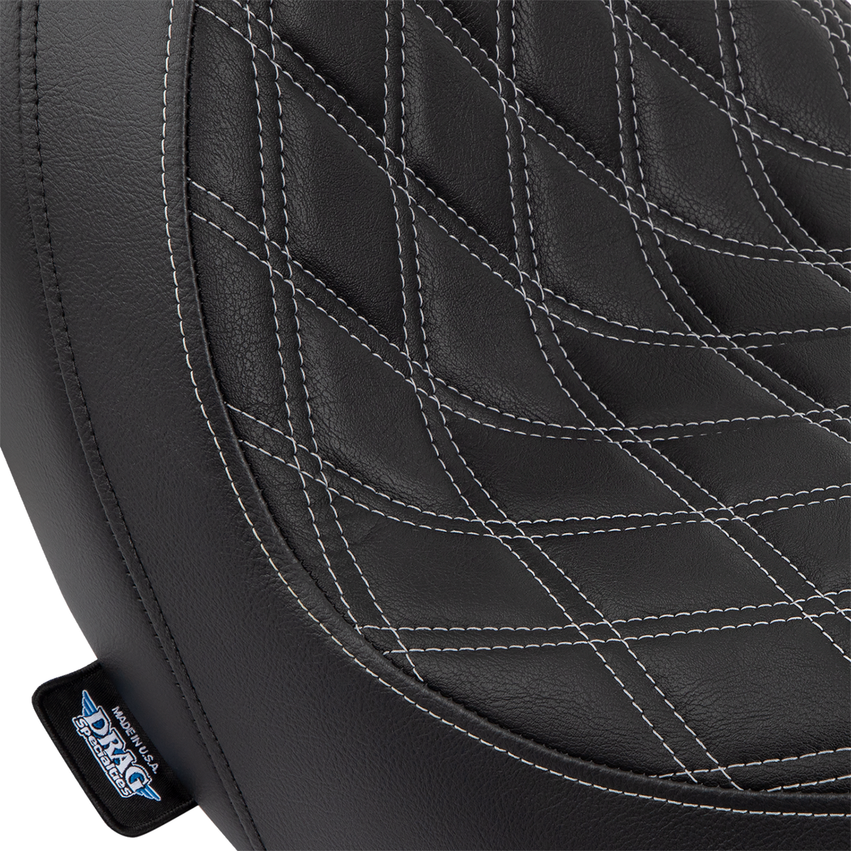 Drag Specialties Seats Predator Seat - Double Diamond W/ Silver Sitching - Vinyl - FLSB/FXLR '18-'23