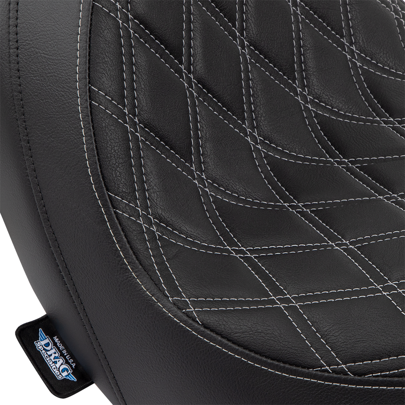 Drag Specialties Seats Predator Seat - Double Diamond W/ Silver Sitching - Vinyl - FLSB/FXLR '18-'23