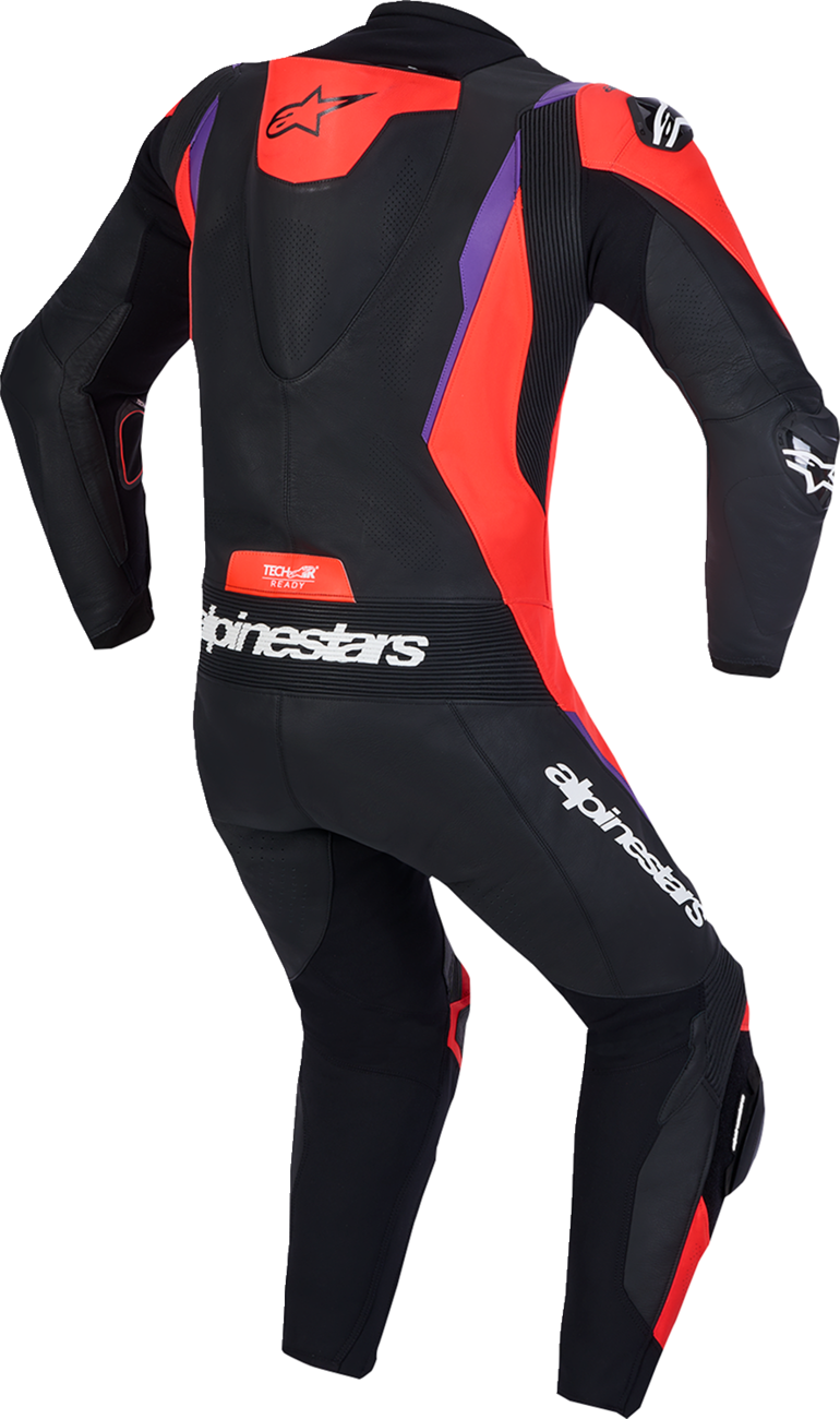 Alpinestars Missile V3 1-Piece Leather Suit - Black/Red Fluo/ Purple - US 48 / EU 58