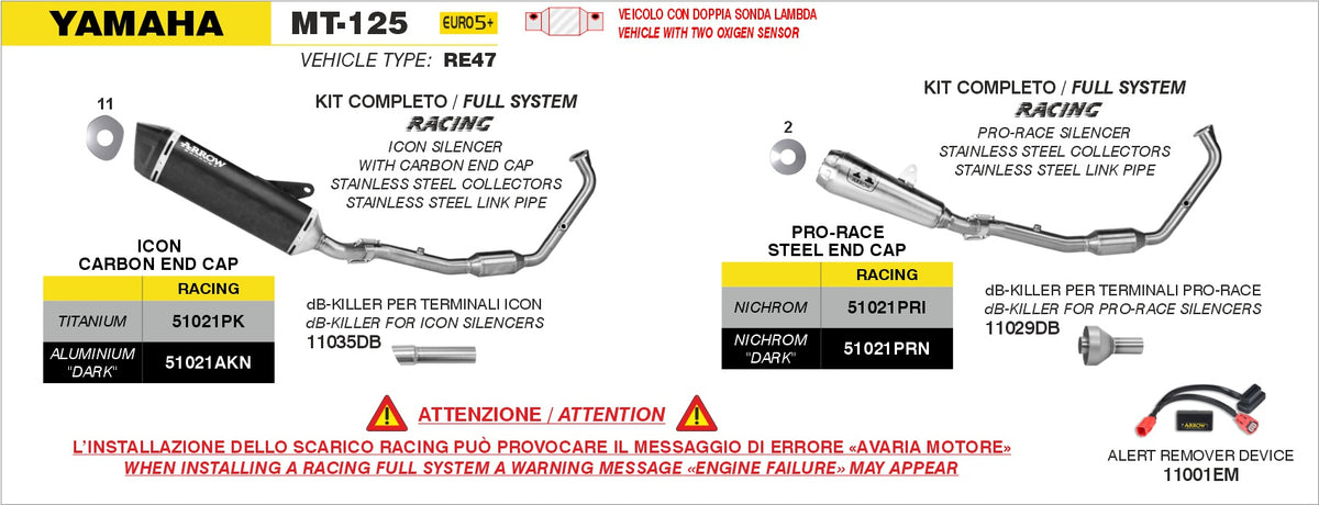 Arrow 51021PRN Full System With Pro-Race Nichrom "Dark" Slip Ons