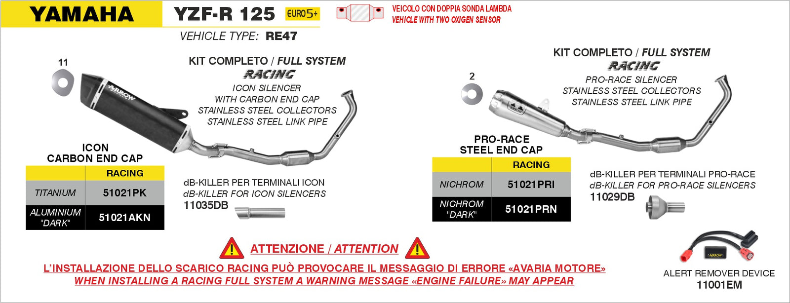 Arrow 51021PRN Full System With Pro-Race Nichrom "Dark" Slip Ons